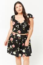 Forever21 Plus Size Floral Bow-front Crop Top