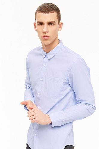Forever21 Curved Hem Pocket Shirt