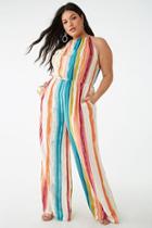 Forever21 Plus Size Abstract Striped Halter Jumpsuit