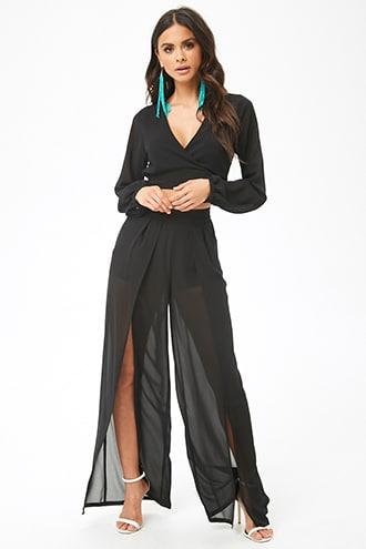 Forever21 Surplice Crop Top & Pants Set