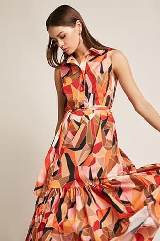 Forever21 Multicolor Abstract Print Maxi Dress