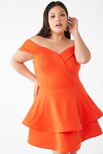 Forever21 Plus Size Foldover Off-the-shoulder Tiered Dress