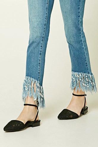 Forever21 Crochet Ankle-strap Flats