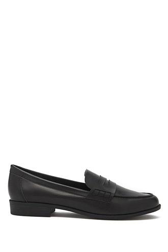 Forever21 Women's  Black Faux Leather Loafers