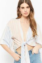 Forever21 Selfie Leslie Striped Tie-front Crop Top