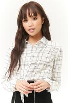Forever21 Grid Print Tie-front Shirt