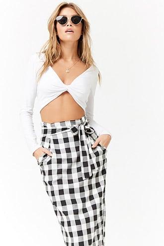 Forever21 Buffalo Plaid Paperbag Skirt
