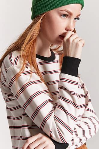 Forever21 Stripe Fleece Pullover