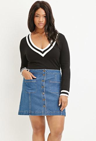 Forever21 Plus Button-down Denim Skirt