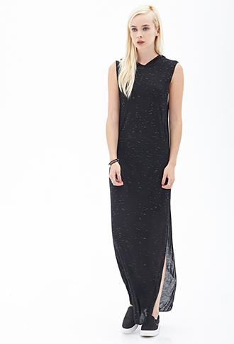 Forever21 Hooded Maxi Dress Black/white Small