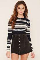 Forever21 Women's  Black Button-front Denim Skirt