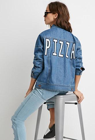 Forever21 Pizza Denim Jacket
