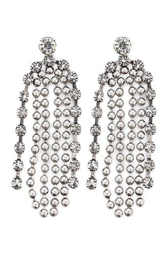Forever21 Rhinestone & Ball Chain Fringe Drop Earrings