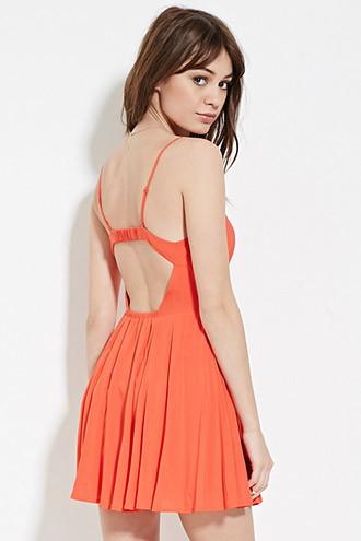 Forever21 Women's  Tomato Cutout-back Cami Dress