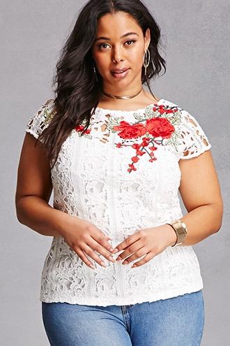 Forever21 Soieblu Floral Crochet Top