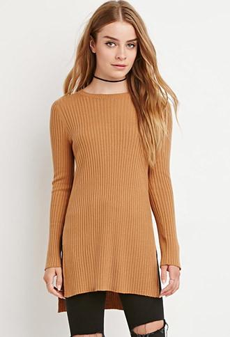 Forever21 Side-slit Ribbed Sweater