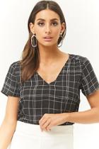 Forever21 Grid Print High-low Top
