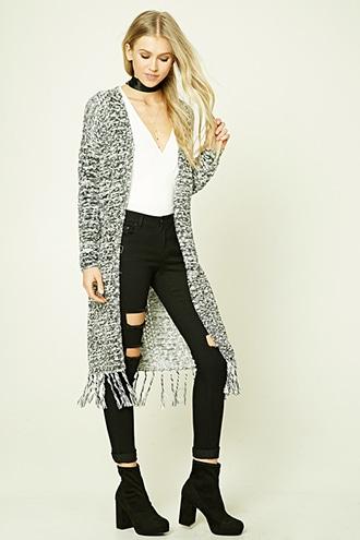 Forever21 Marled Fringed Cardigan