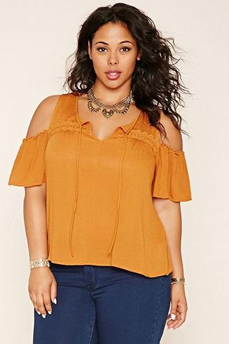 Forever21 Plus Women's  Ginger Plus Size Open-shoulder Top
