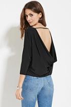 Love21 Women's  Black Contemporary Cowl-back Top