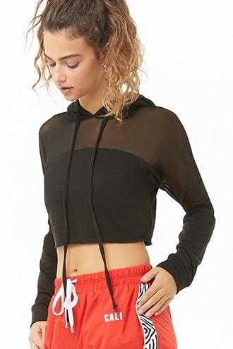 Forever21 Sheer Cropped Hoodie