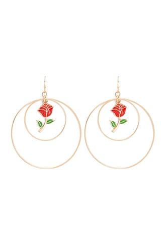 Forever21 Rose Hoop Drop Earrings