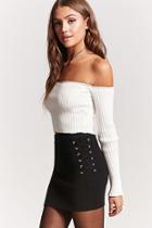 Forever21 Ribbed Knit Lace-up Mini Skirt
