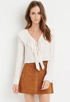 Forever21 Women's  Ruffled Crisscross-front Top (cream)