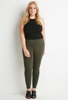 Forever21 Plus Women's  Zippered Flat-front Pants (olive)