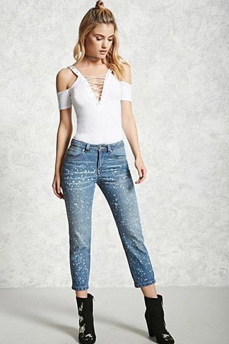Forever21 Bleach Splatter Ankle Jeans