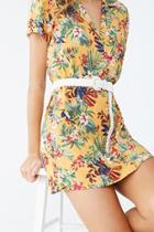 Forever21 Tropical Floral Print Shirt Dress