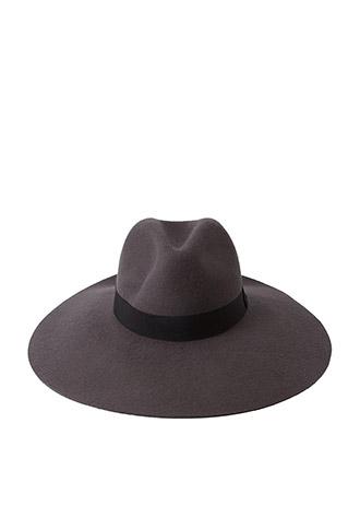 Forever21 Floppy Wide-brim Wool Fedora Grey/black One Size