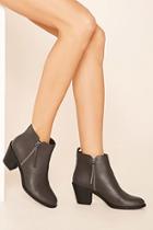Forever21 Women's  Grey Zippered Ankle Booties