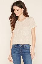 Forever21 Women's  Tan Marled Knit Pocket Tee