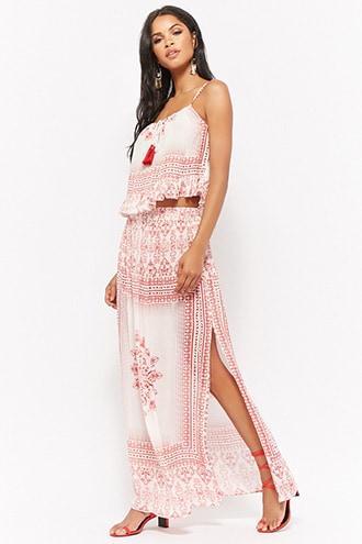Forever21 R By Raga Ornate Print Maxi Skirt