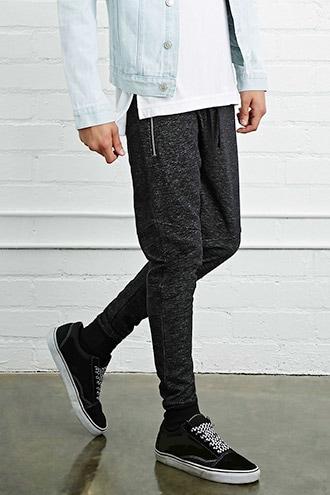 21 Men Men's  Zip-front Marled Joggers