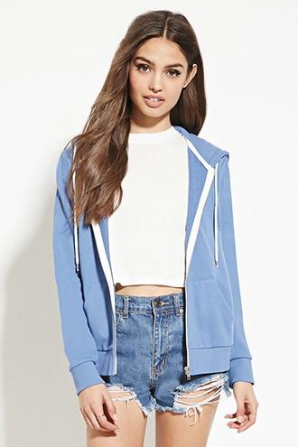 Forever21 Plus Women's  Blue Classic Zip-up Hoodie