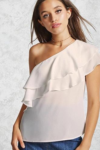 Forever21 Ruffled One-shoulder Top
