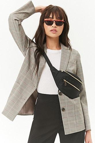Forever21 Plaid Patch Pocket Blazer