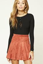 Forever21 Ribbed Lace-up Top