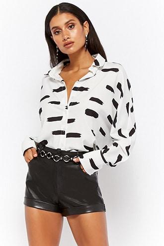 Forever21 Brush Stroke Button Top