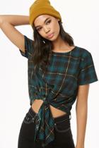 Forever21 Tie-front Plaid Top
