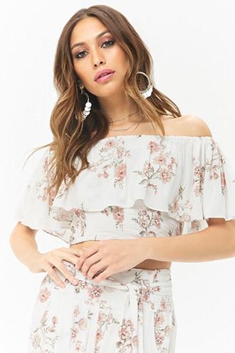Forever21 Anm Off-the-shoulder Floral Top