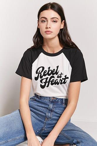 Forever21 Rebel At Heart Baseball Tee