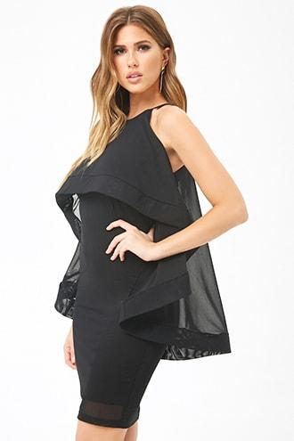 Forever21 Structured Flounce Mesh Dress