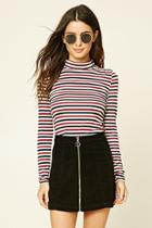 Forever21 Women's  Striped High Neck Top