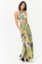 Forever21 Leaf Print Tulip Hem Pants