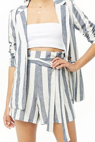 Forever21 Striped Paperbag Linen-blend Shorts