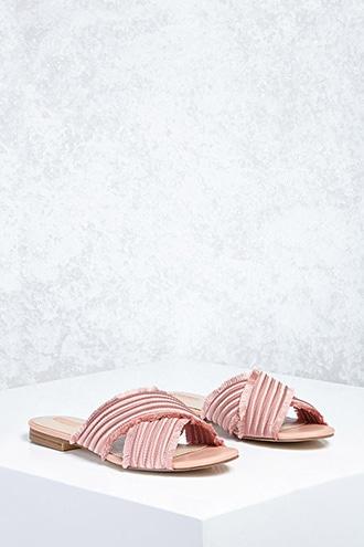 Forever21 Frayed Ribbed Slides
