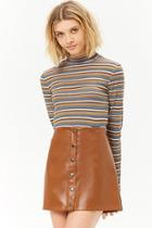 Forever21 Faux Leather Button-front Mini Skirt